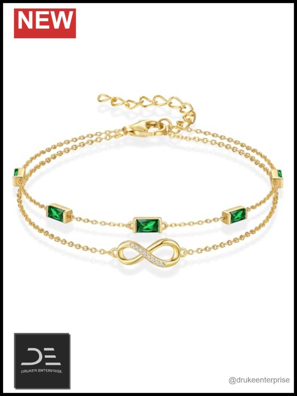 Birthstone Infinity Bracelet 925 Sterling Silver 18k Gold Plated CZ